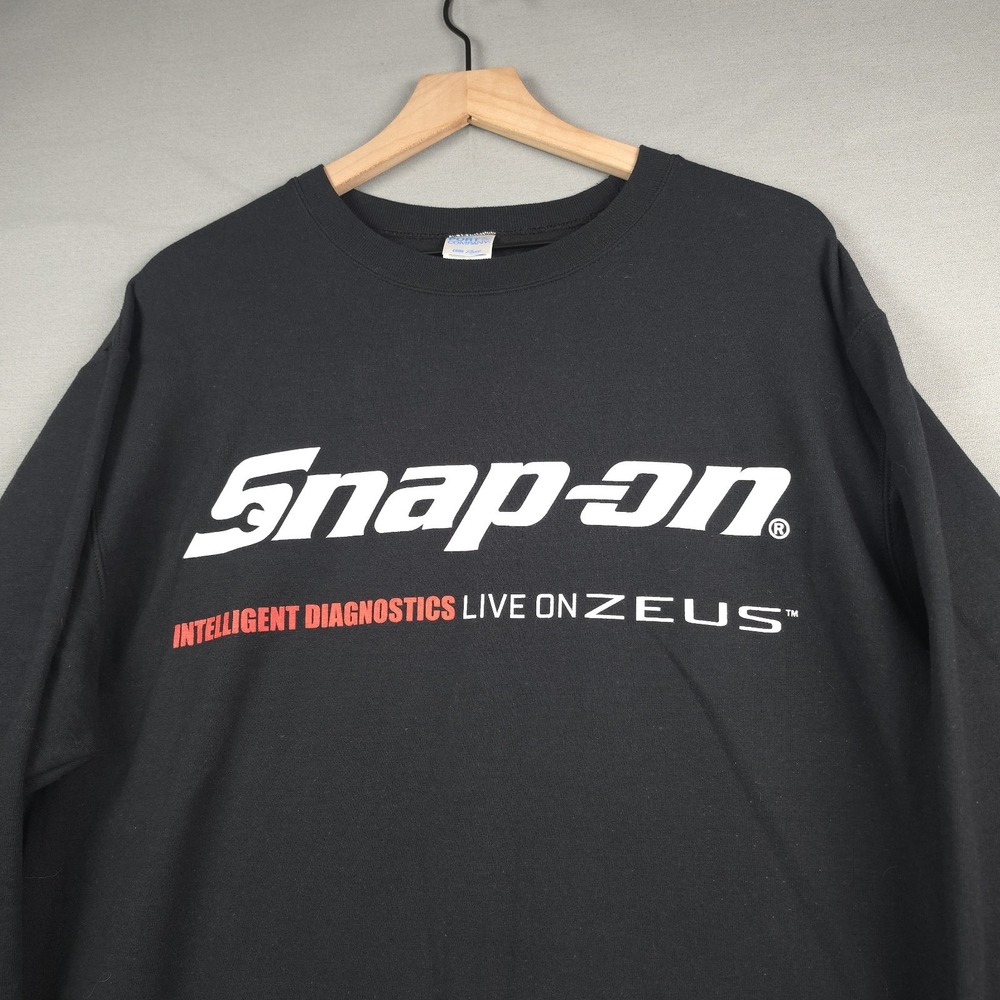 Snap On Tools Sweatshirt Mens L Black Zeus Diagnostics Crewneck Logo Pullover